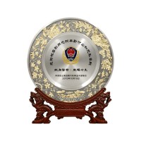 公司纪念品定制精雕奖盘员工荣休退休纪念品摆件会议庆典荣誉表彰